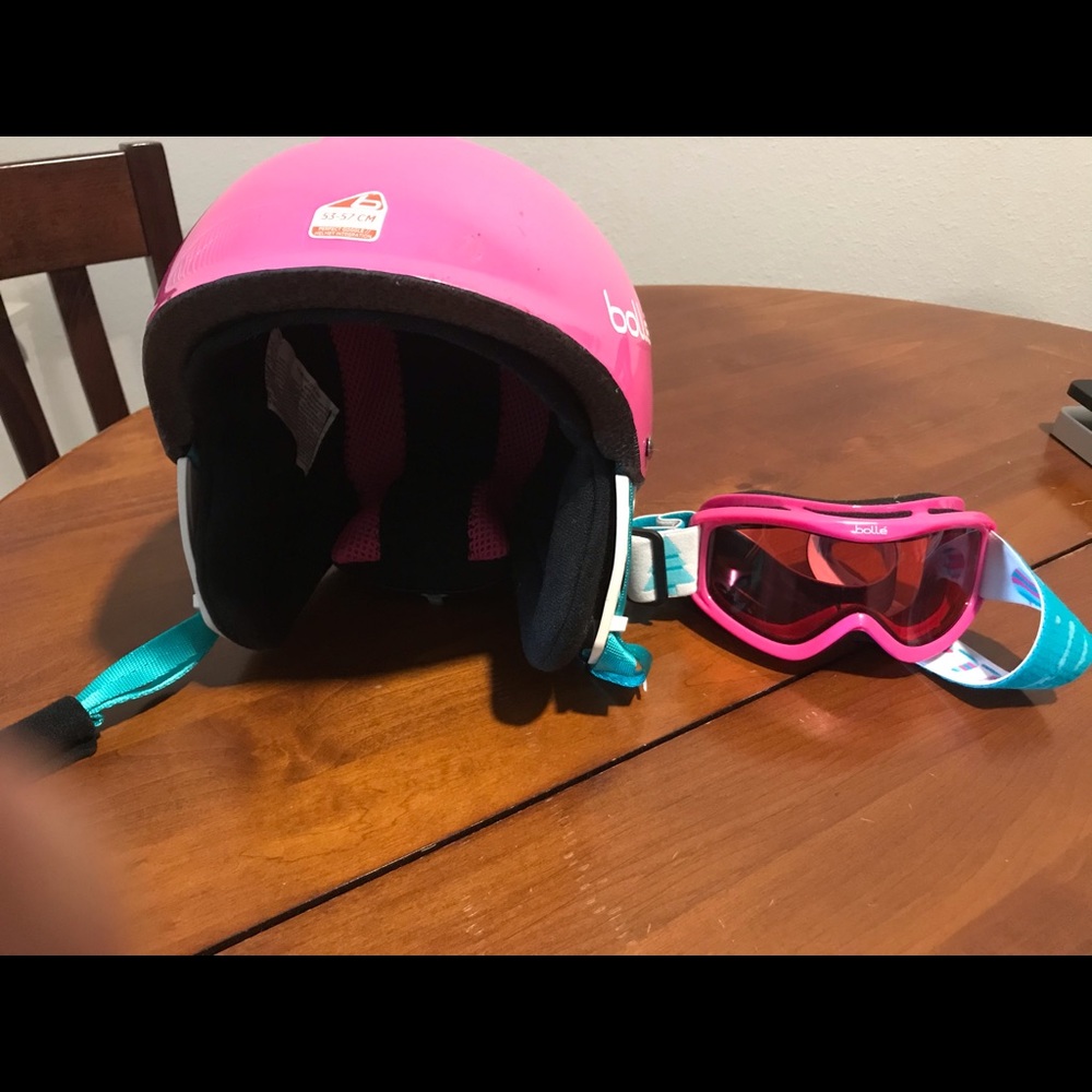 Bolle girls ski helmet and glasses